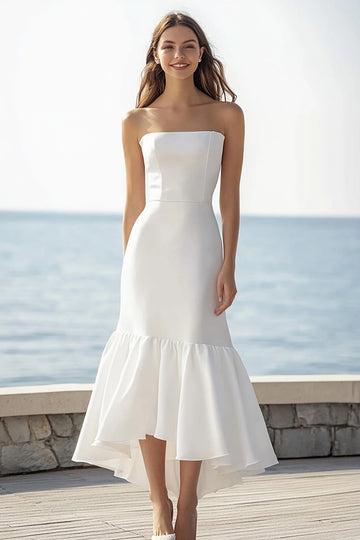 Strapless Ivory Mermaid Graduation Dress
